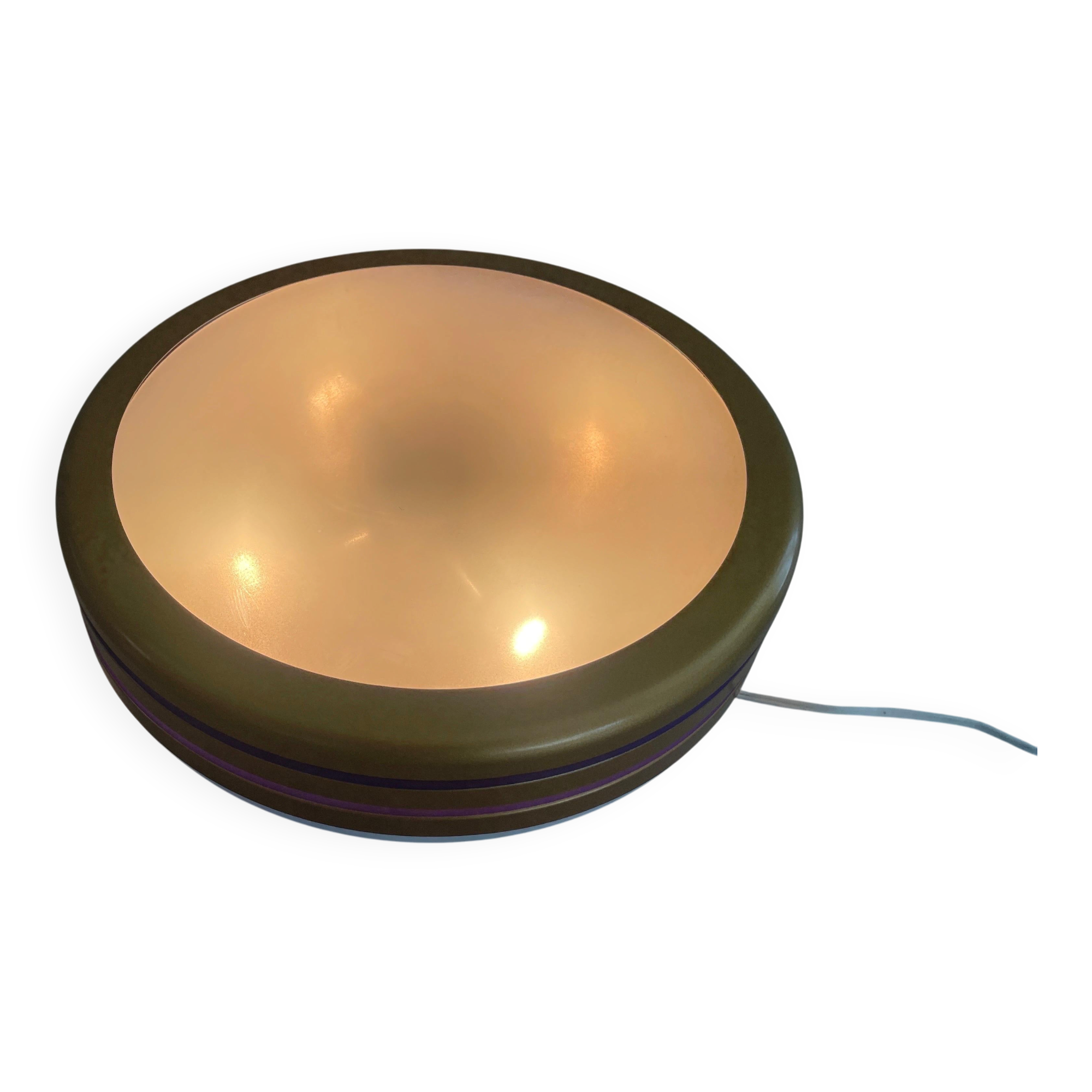 Design/One, flush lamp in glass, gold and brown metal, 1960s, Germany