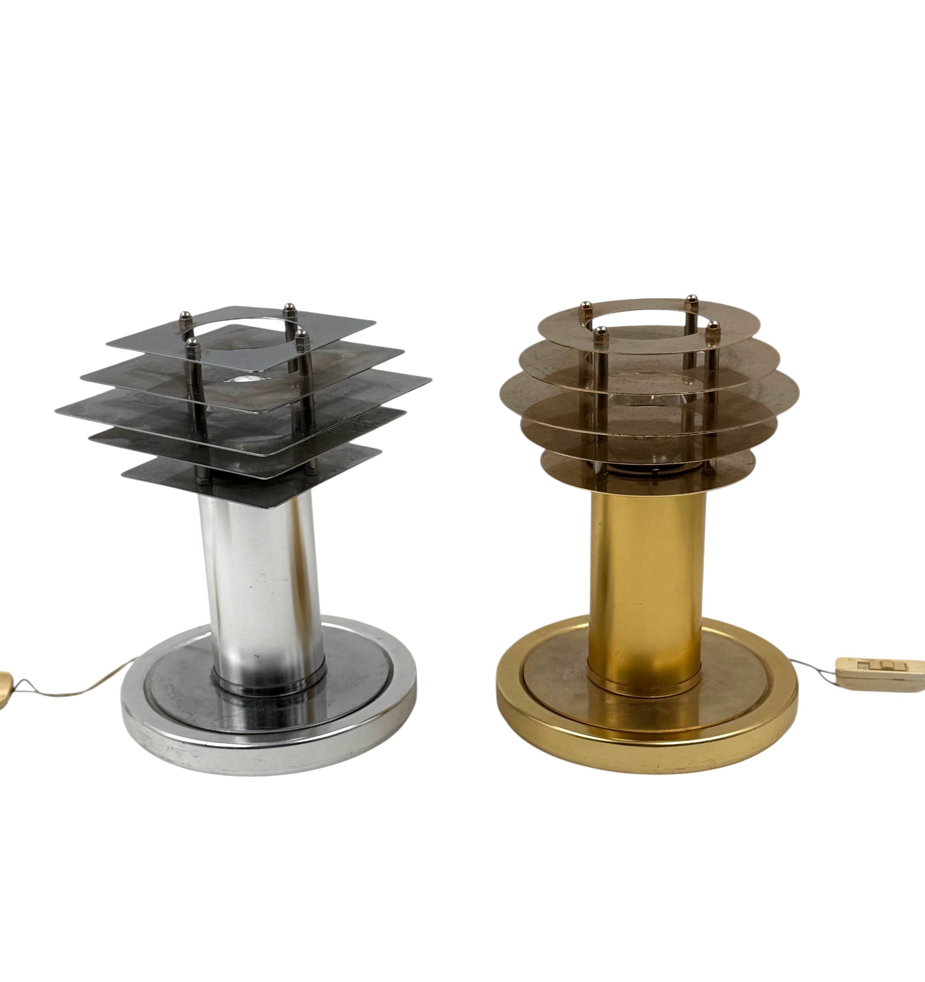 Space age set of 2 table lamps, Italy 1970s