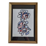 Sérigraphie d’après Jean Dubuffet, encadrée, années 70, 21 x 31 cm