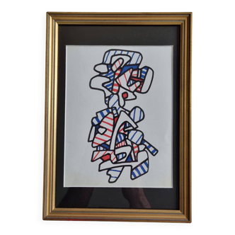 Silkscreen print after Jean Dubuffet, framed, 1970s, 21 x 31 cm