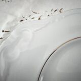 Porcelain mignardise dish with ear handles, double gold line manufacture.