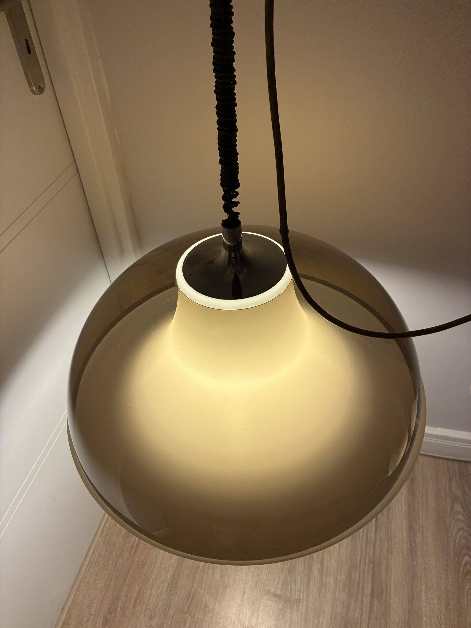 Temde amber acrylic pendant lamp, Switzerland, 1970s