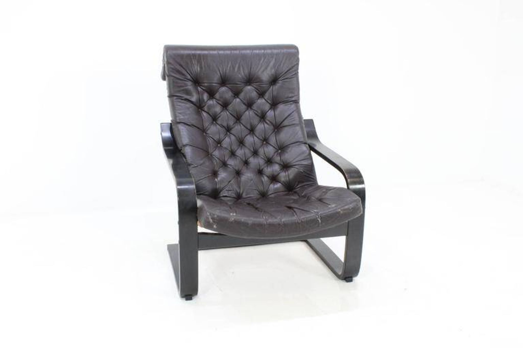Finnish Mid-Century Leather Lounge or Armchair, 1970s