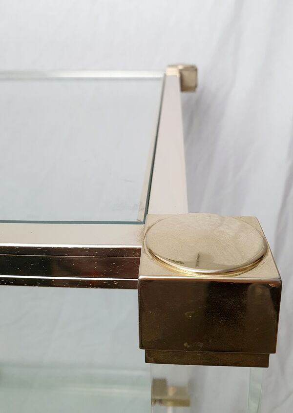 Étagère roulante verre et plexiglas Pierre Vandel