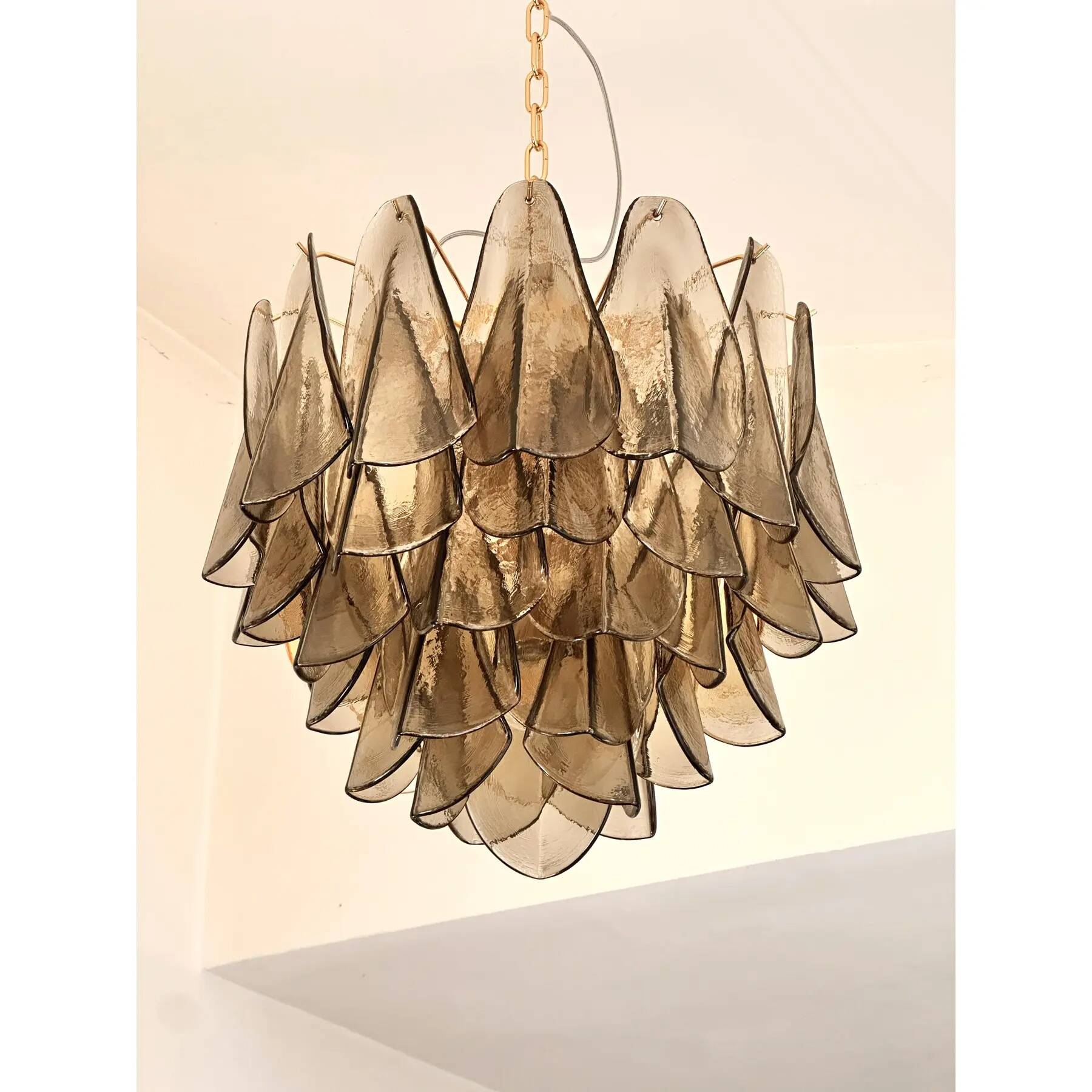 Contemporary Modern Smoked-Fumè "Rondini" Murano Glass Chandelier