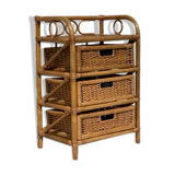 Cabinet with vintage rattan drawers
