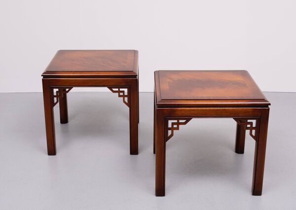 Paire de tables basses Drexel Chippendale en acajou, années 1970, États-Unis