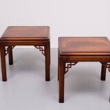 Drexel Chippendale pair Mahogany Sofa Tables 1970s USA