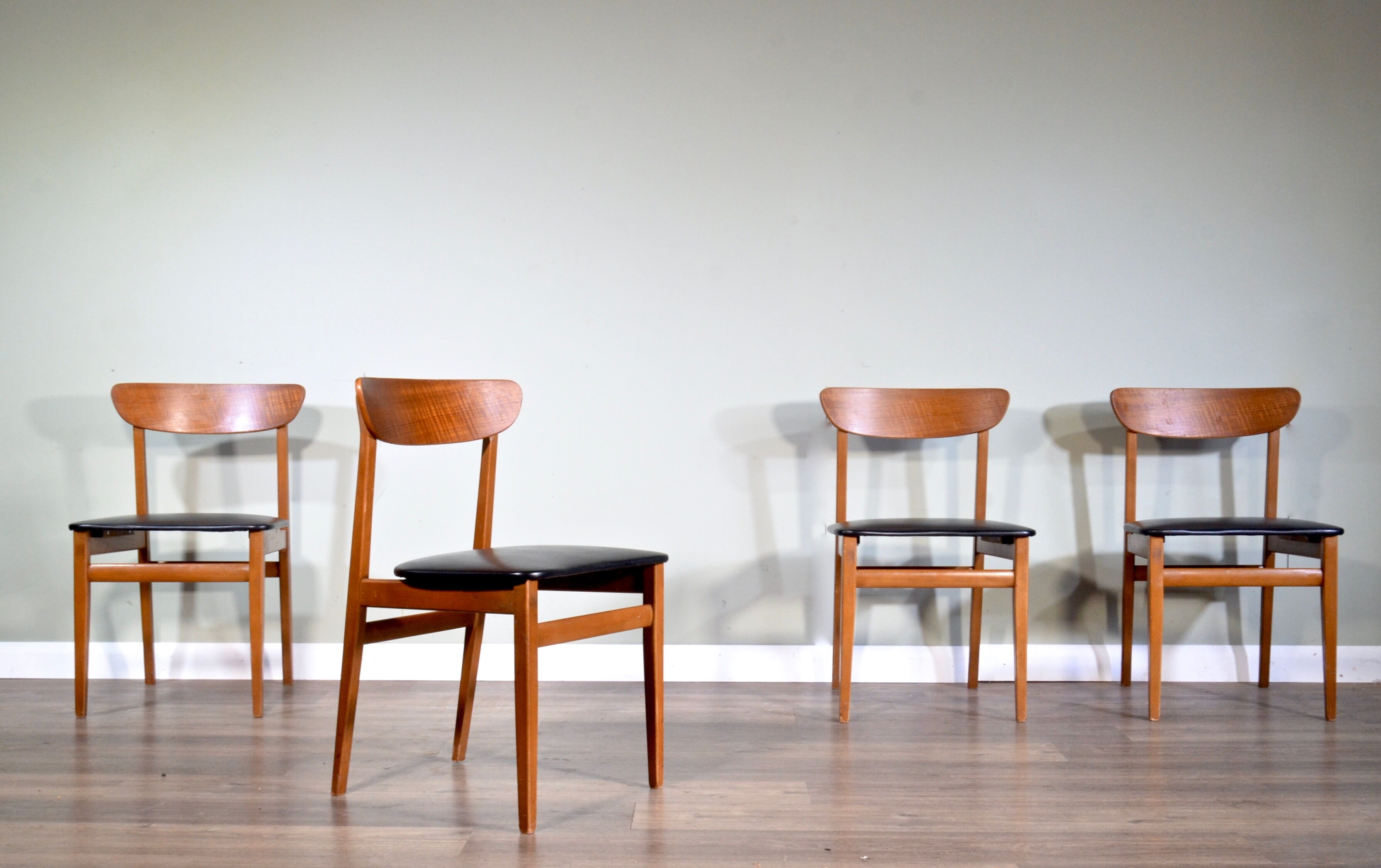 Set of 4 midcentury teak chairs