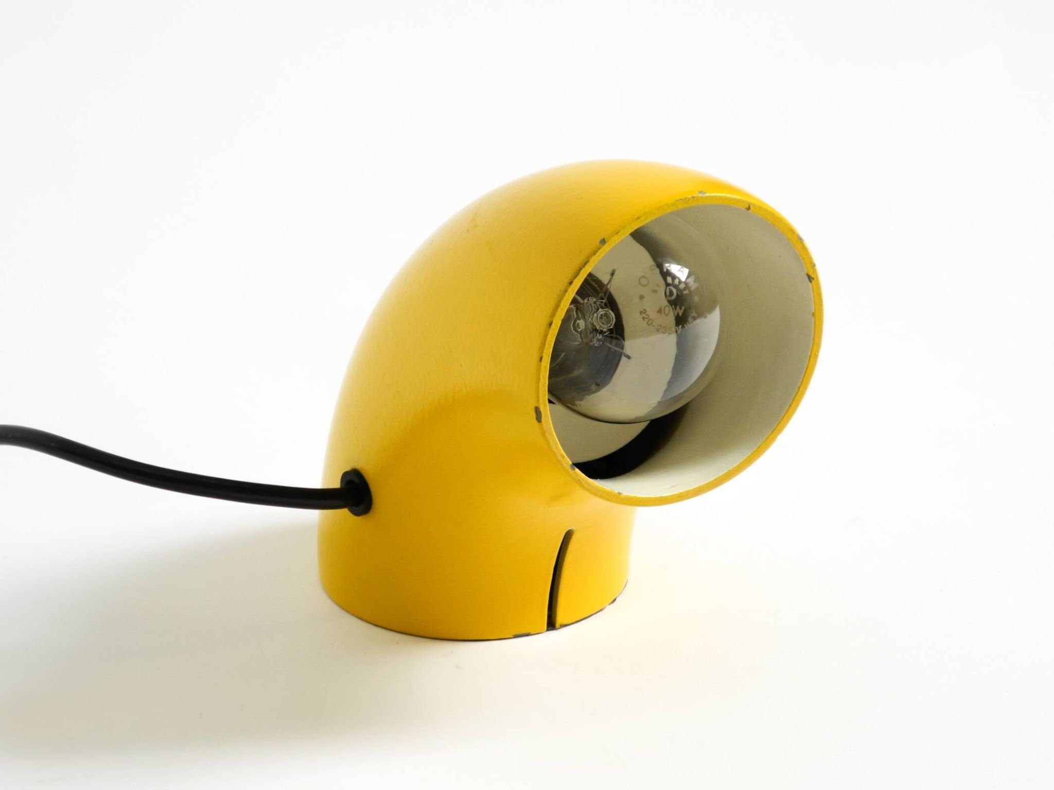 Very rare original Space Age 60s yellow table lamp made of iron by Temde