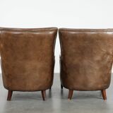 Very comfortable set of two vintage cowhide leather armchairs