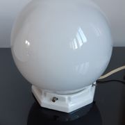 Table lamp ball in opaline and foot porcelain art deco