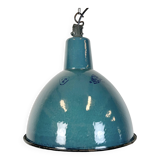 Industrial Petrol Enamel Factory Pendant Lamp, 1960s
