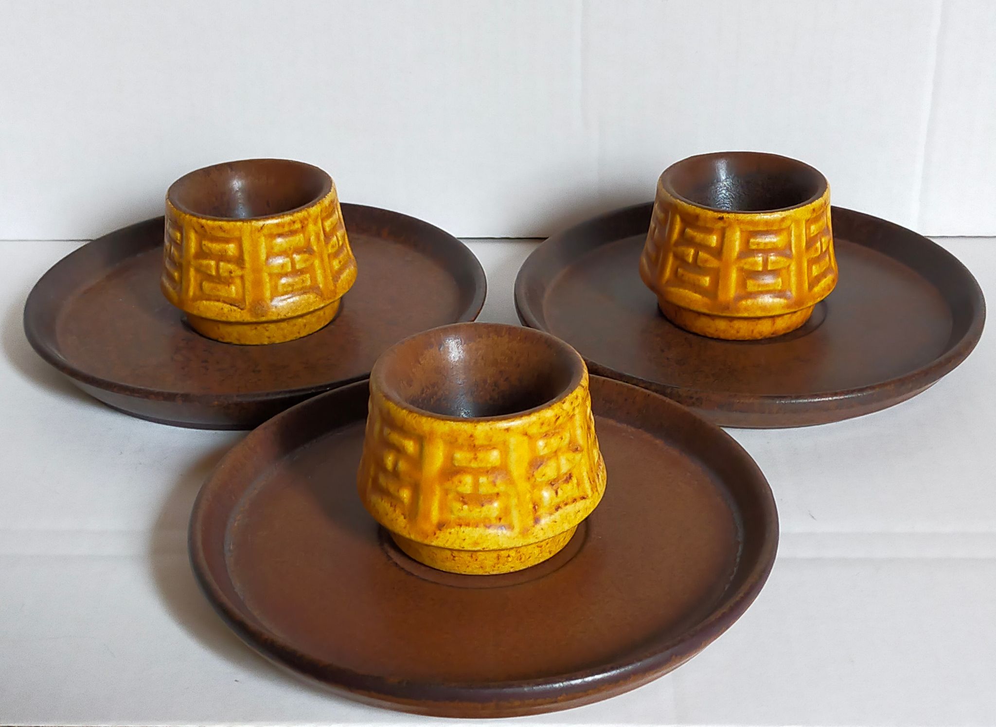 Trois coquetiers céramique ceramano germany années 50