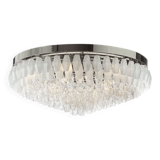 Transparent and sandblasted “Poliedri” Murano glass flush mount