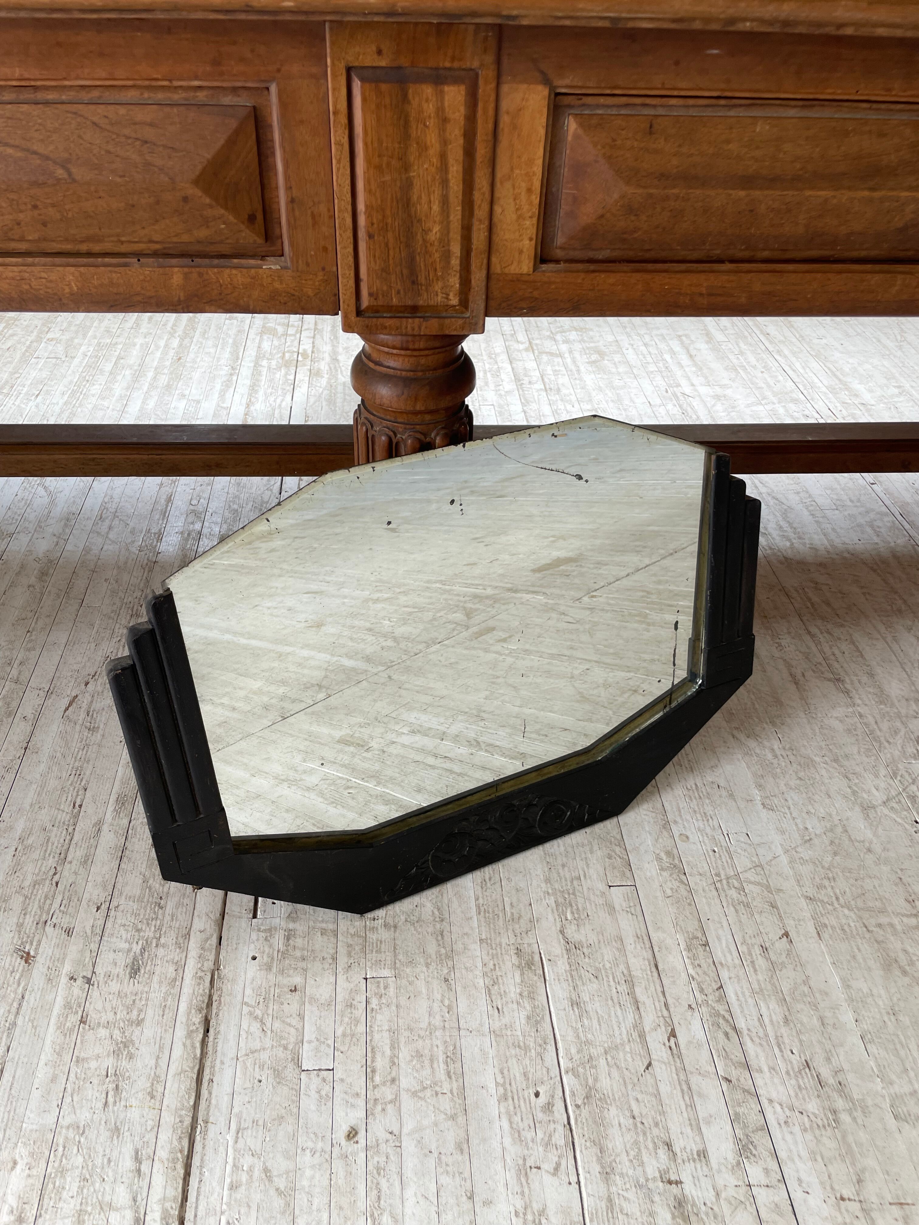 Black art deco mirror 65x46cm