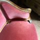 Small antique Louis XV style pink velvet loveseat bench