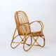 Vintage Curved rattan and bamboo armchair - 1960s