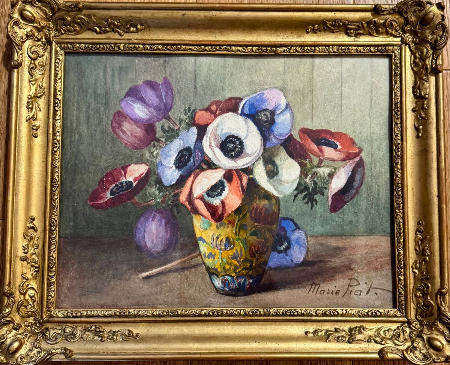 Still life with anemones, signed early 20th century