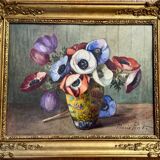 Still life with anemones, signed early 20th century