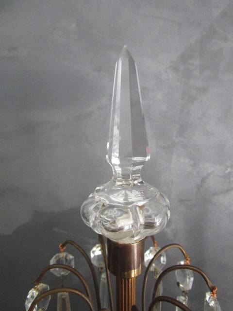Pair of antique bronze and crystal candelabras - electrified