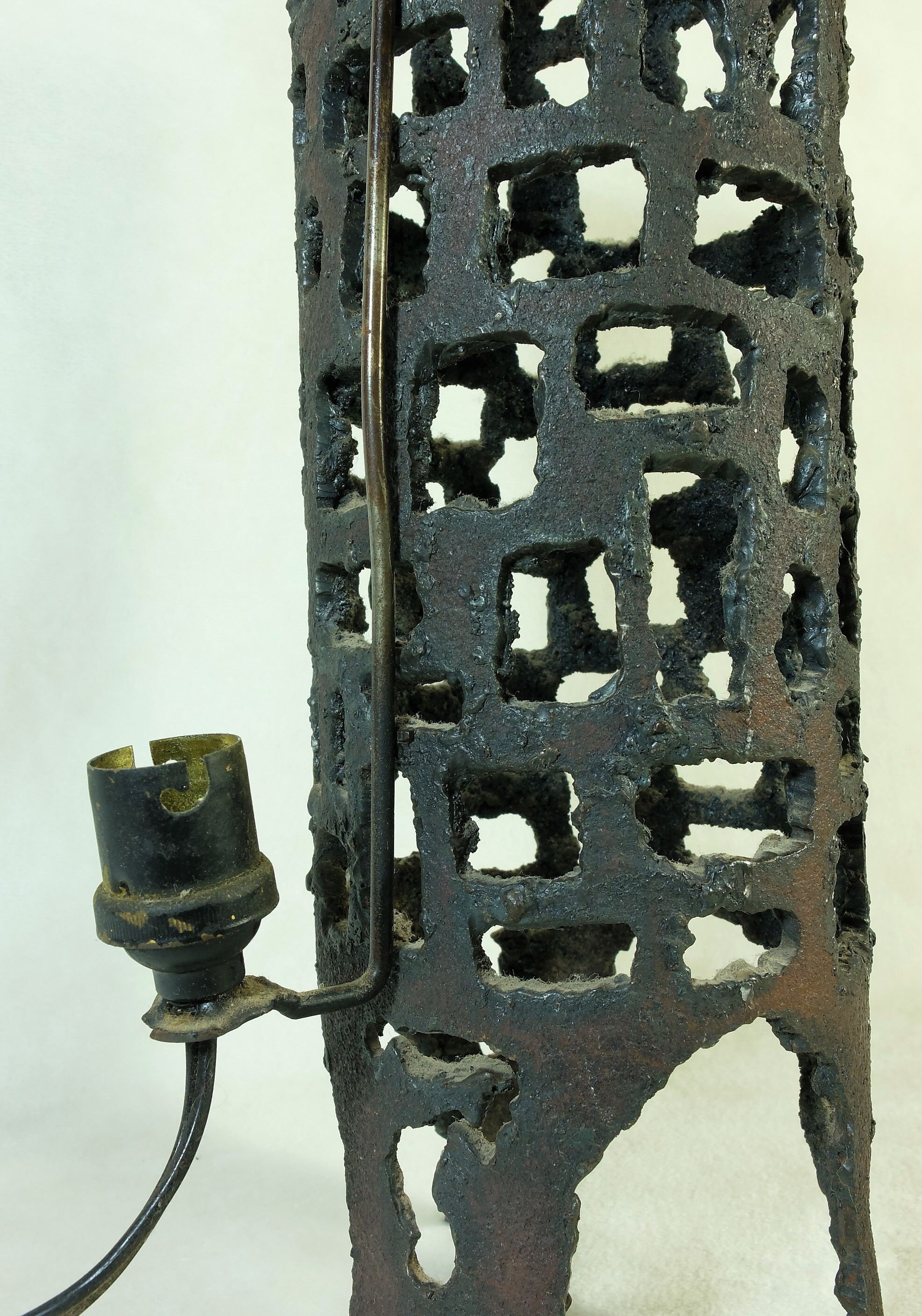 Marcello Fantoni brutalism metal lamp, 1960's