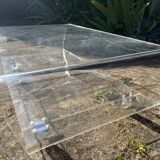Habitat plexiglass table on wheels