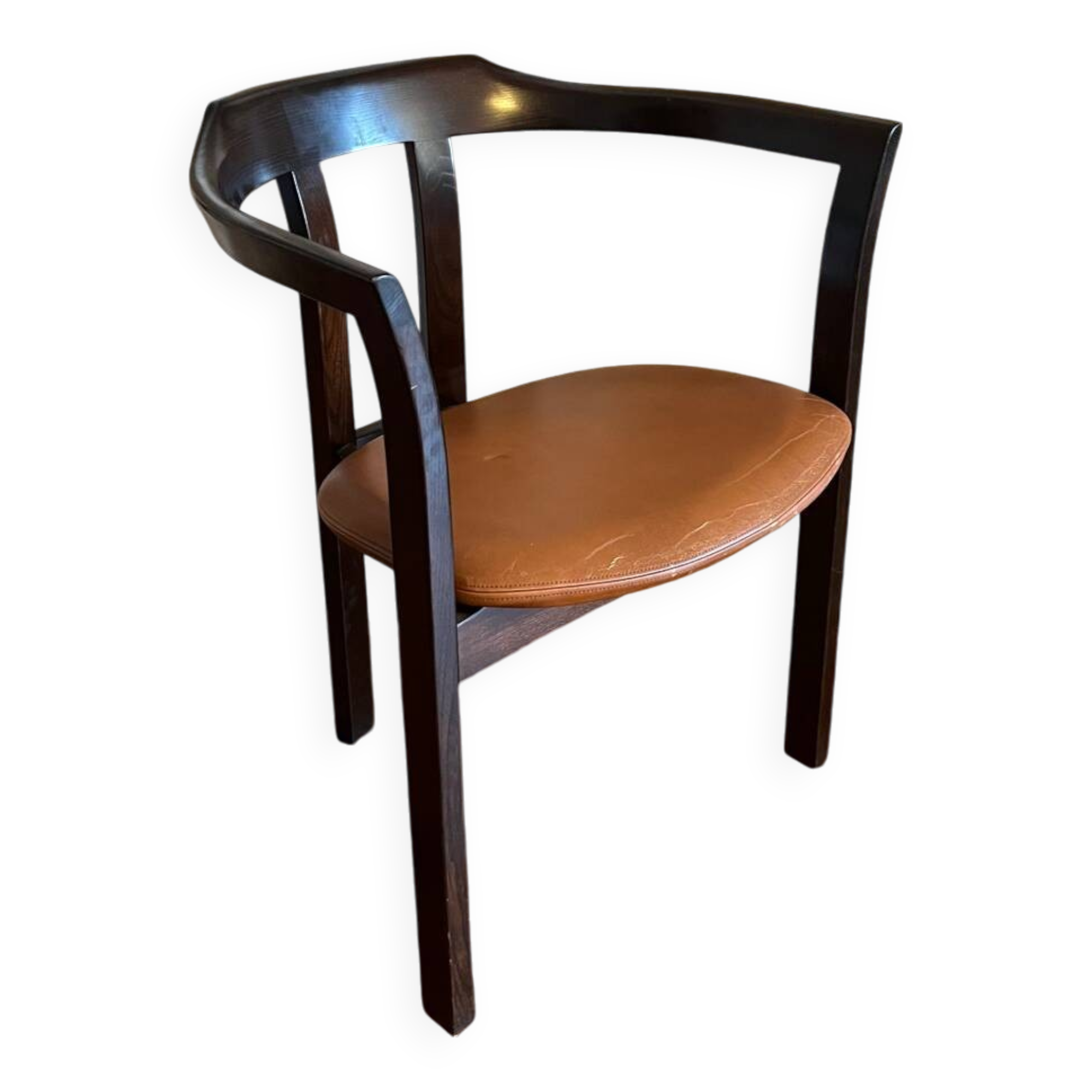 Hans Olsen, Armchair in varnished wood and leather