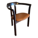 Hans Olsen, Fauteuil en bois verni et cuir