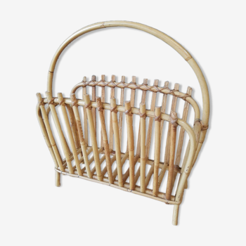 Vintage rattan magazine holder