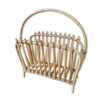 Vintage rattan magazine holder