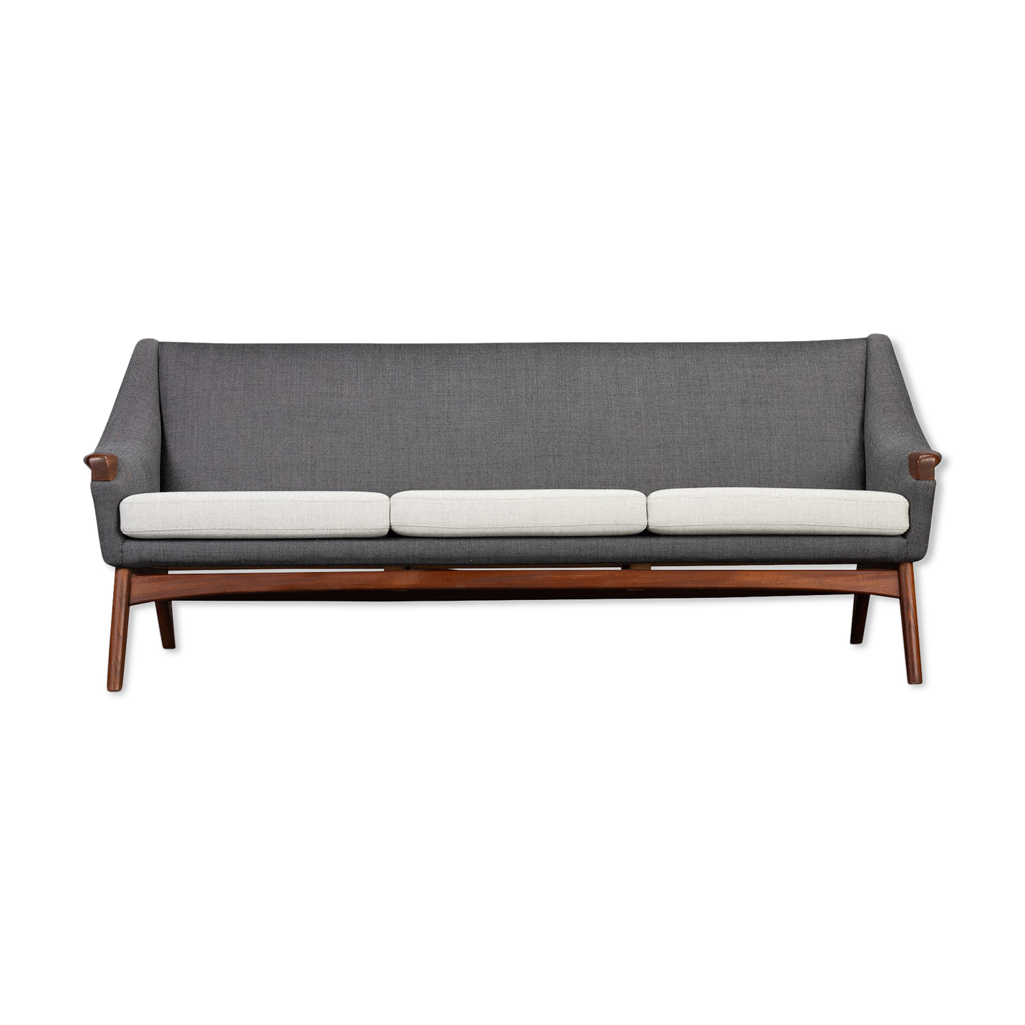 Danish Reupholstered Stylish Grey  3-seater by Johannes Andersen, 1960s