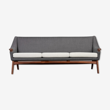 Danish Reupholstered Stylish Grey  3-seater by Johannes Andersen, 1960s