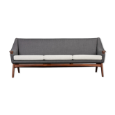 Danish Reupholstered Stylish Grey  3-seater by Johannes Andersen, 1960s
