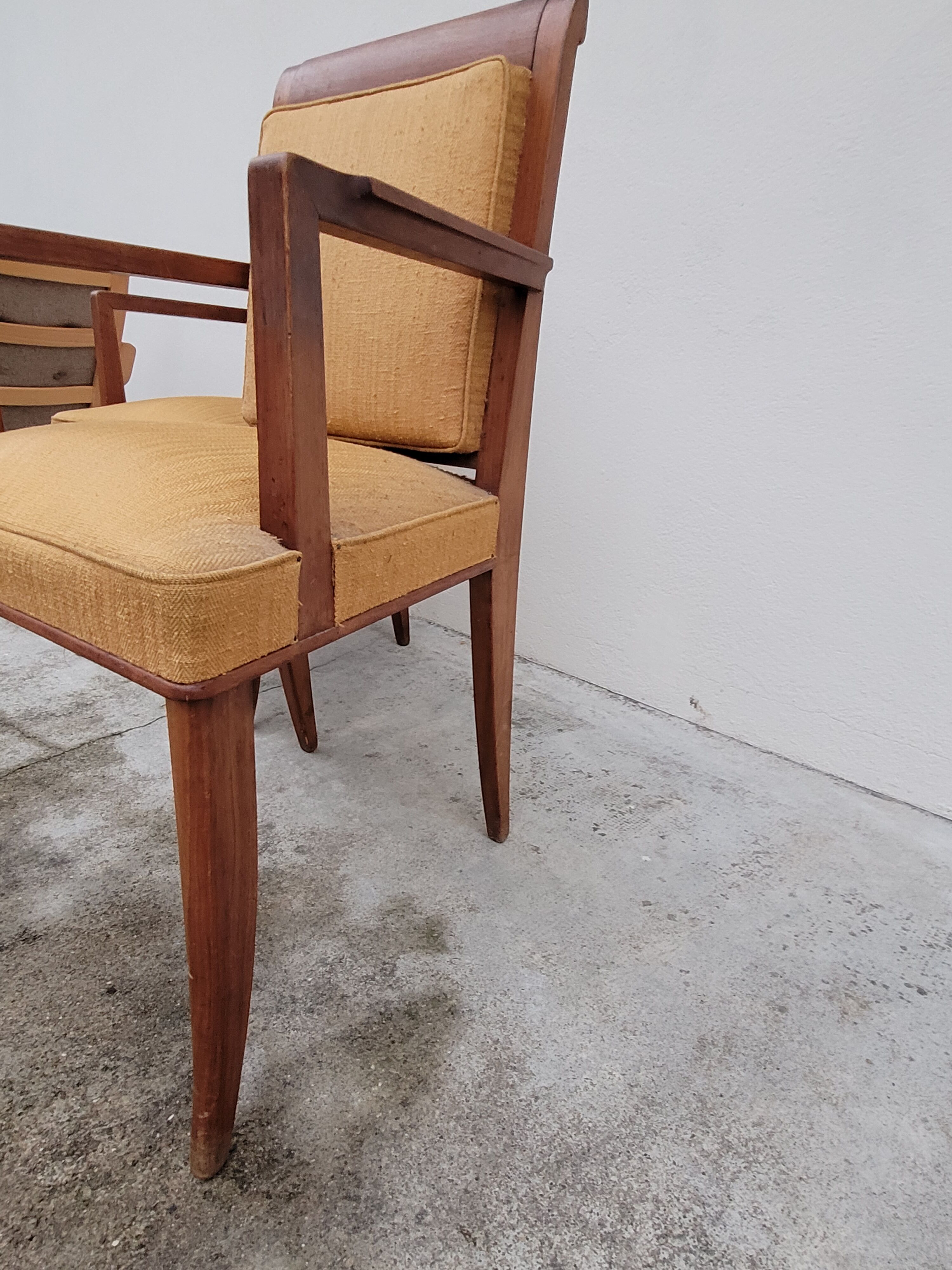 Pair of armchairs bridge era art deco walnut