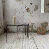 1950s metal and glass nesting coffee tables