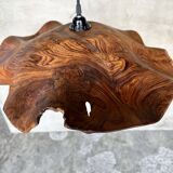 Large pendant light in corrugated teak leaf (Large D:60 H:20)