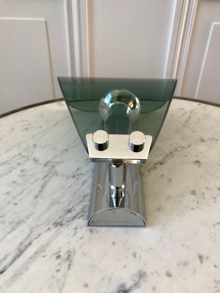 Wall lamp in chrome and smoked glass 70s