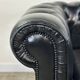 Vintage 1980 black leather Chesterfield sofa