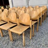 Series lot of 40 vintage stackable chairs in beech lubke year 1970