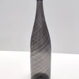 Black Murano Glass Bottle Vase "Mezza Filigrana" by Dino Martens for Aureliano Toso