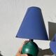 Pair of green and blue wooden ball lamps