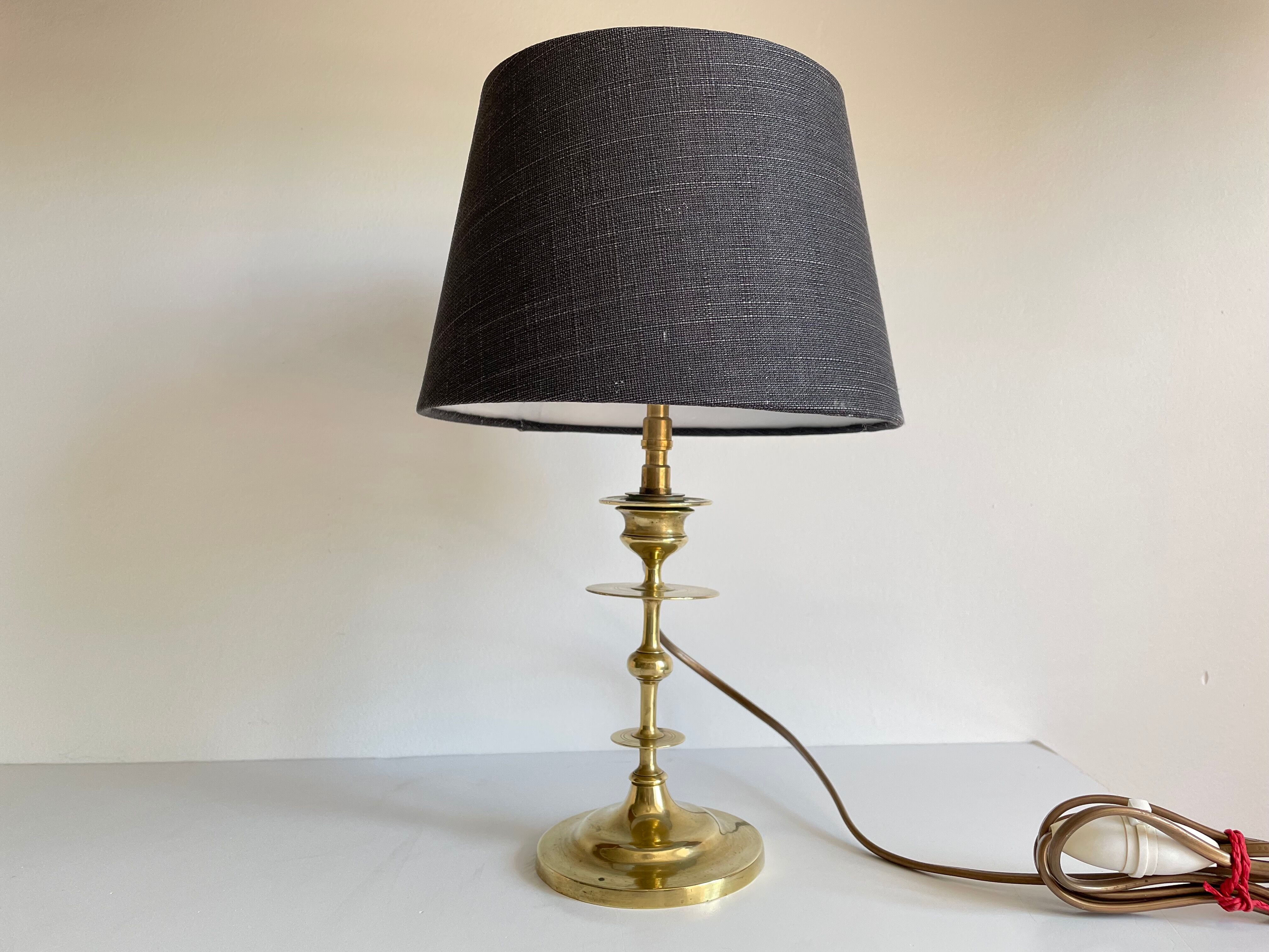 Old solid brass candle holder lamp