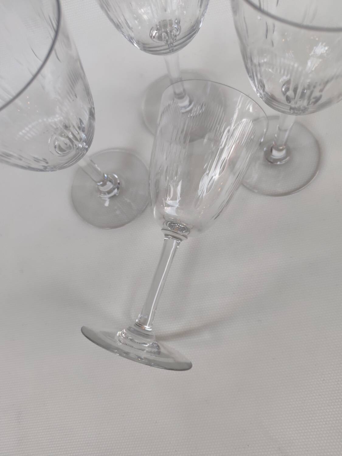 Four Baccarat crystal glasses, Molière pattern. Early 20th century.