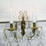 2-light bronze and crystal wall lamp