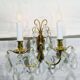 2-light bronze and crystal wall lamp