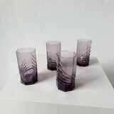 4 verres octogonaux graphiques violets