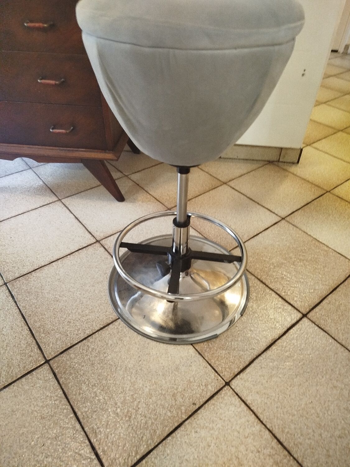 Space Age stool reupholstered, 70s-80s.