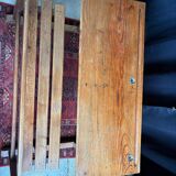 Wooden school desk with integrated bench, France, 1950s