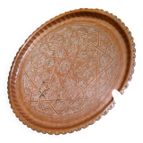 Antique Algerian red copper tray, circa 1950